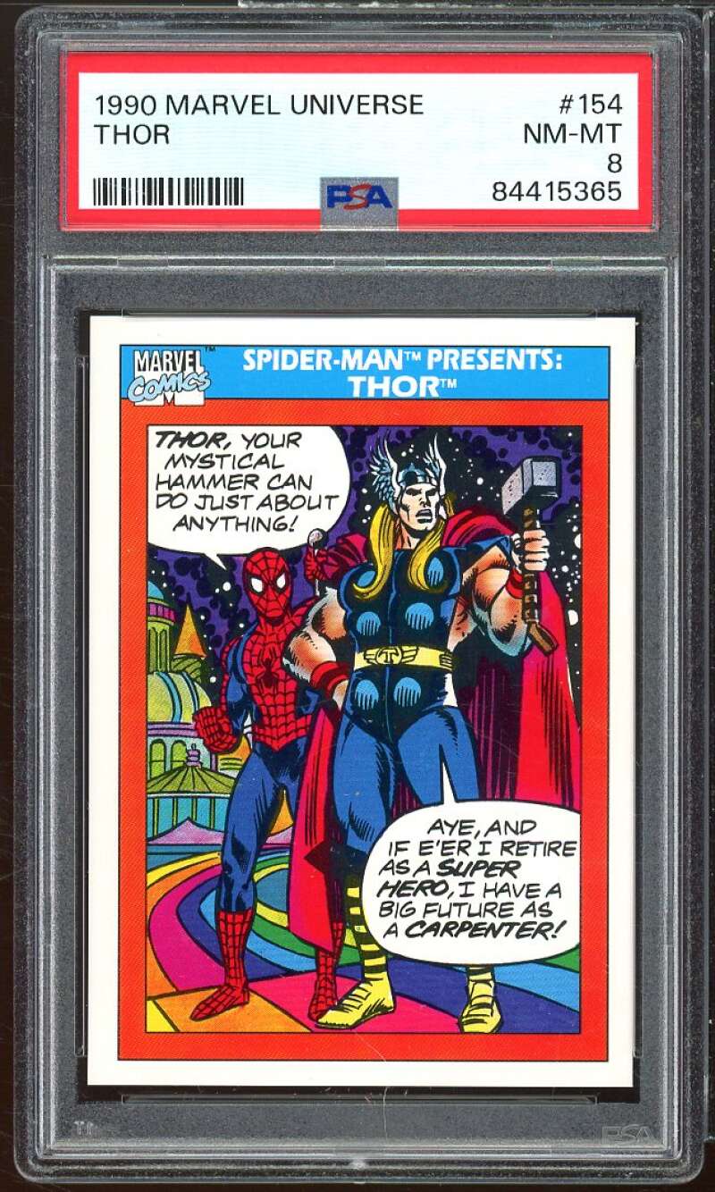 Thor Card 1990 Marvel Universe #154 PSA 8 Image 1