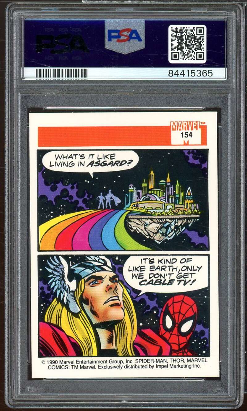 Thor Card 1990 Marvel Universe #154 PSA 8 Image 2