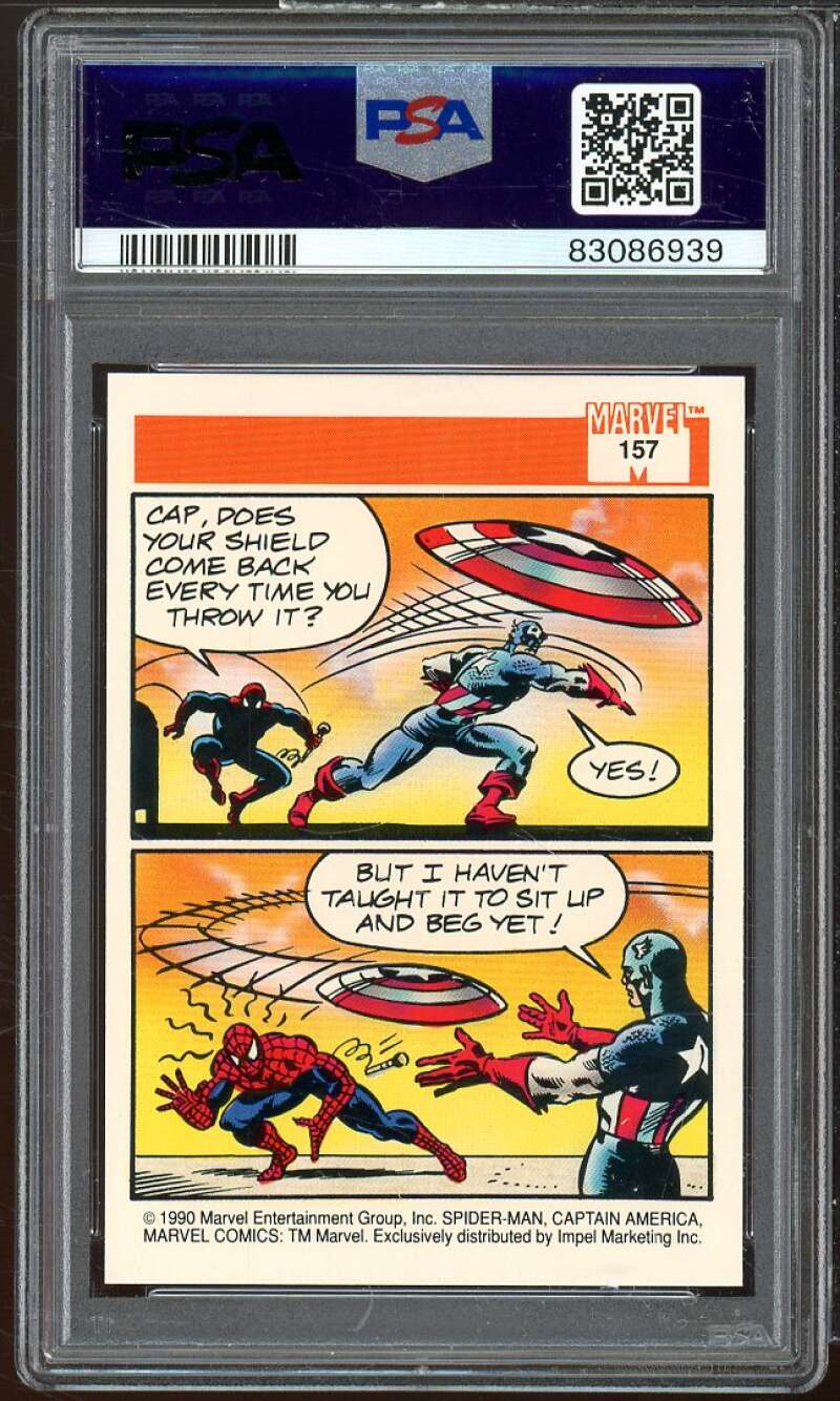 Captain America Card 1990 Marvel Universe #157 PSA 8 Image 2