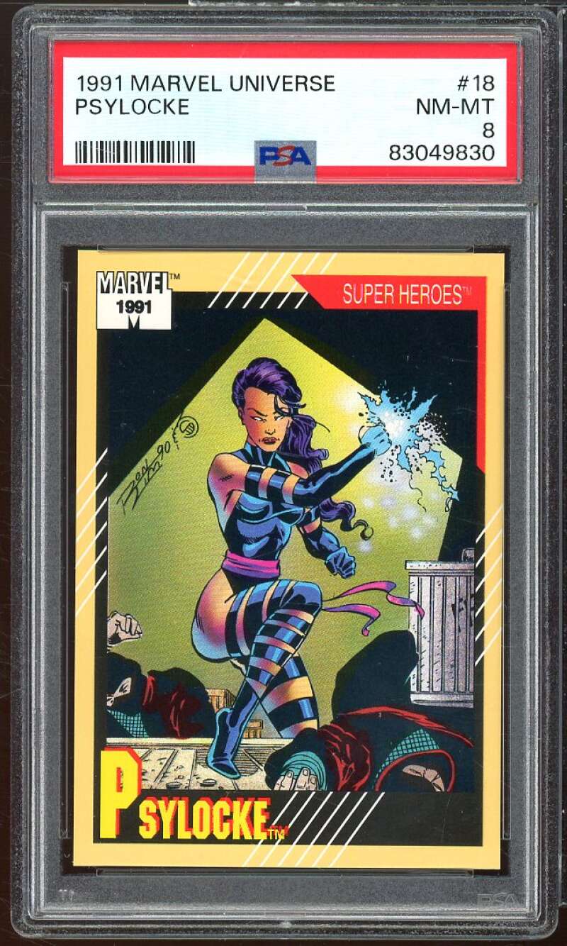 Pslocke Card 1991 Marvel Universe #18 PSA 8 Image 1