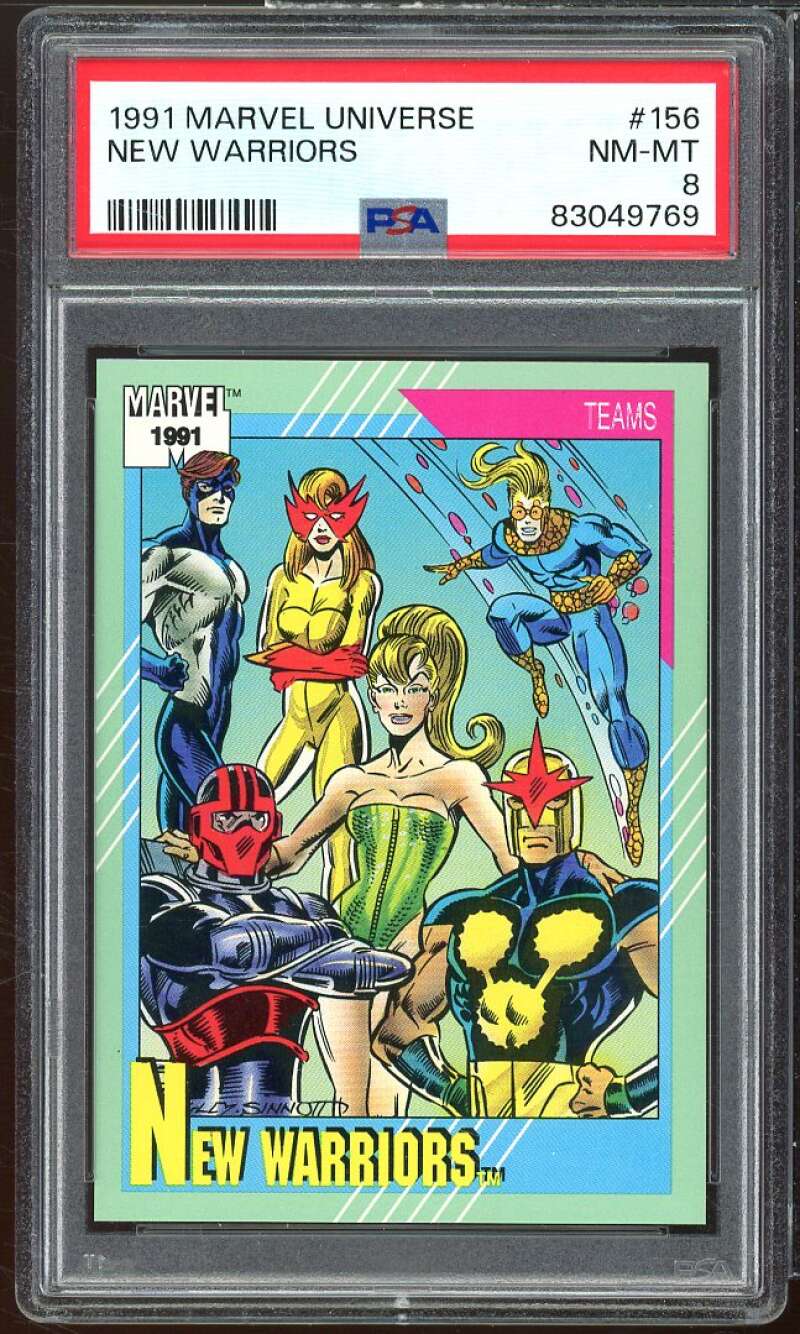 New Warriors Card 1991 Marvel Universe #156 PSA 8 Image 1