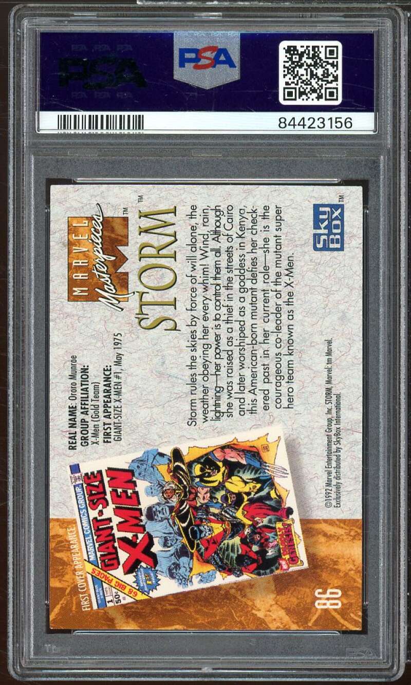 Storm Card 1992 Marvel Masterpieces #86 PSA 8 Image 2