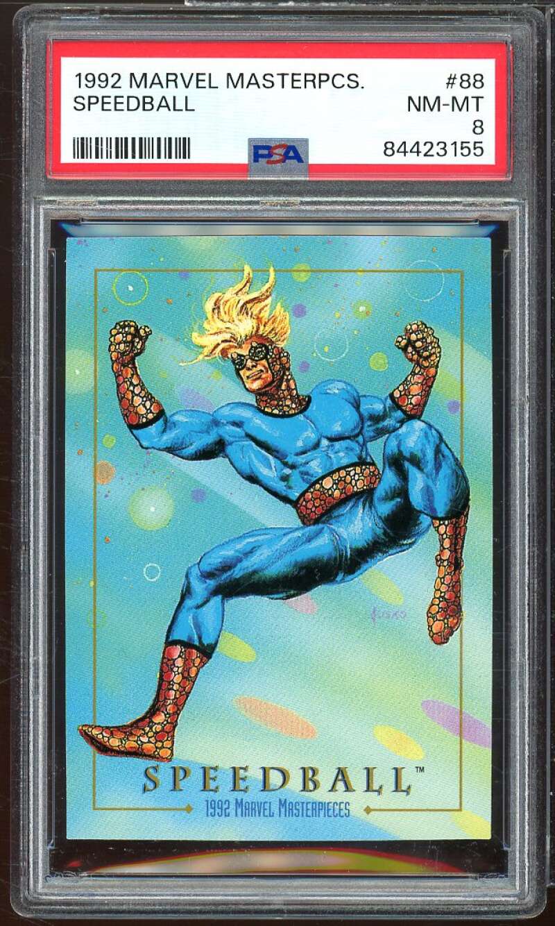 Speedball Card 1992 Marvel Masterpieces #88 PSA 8 Image 1