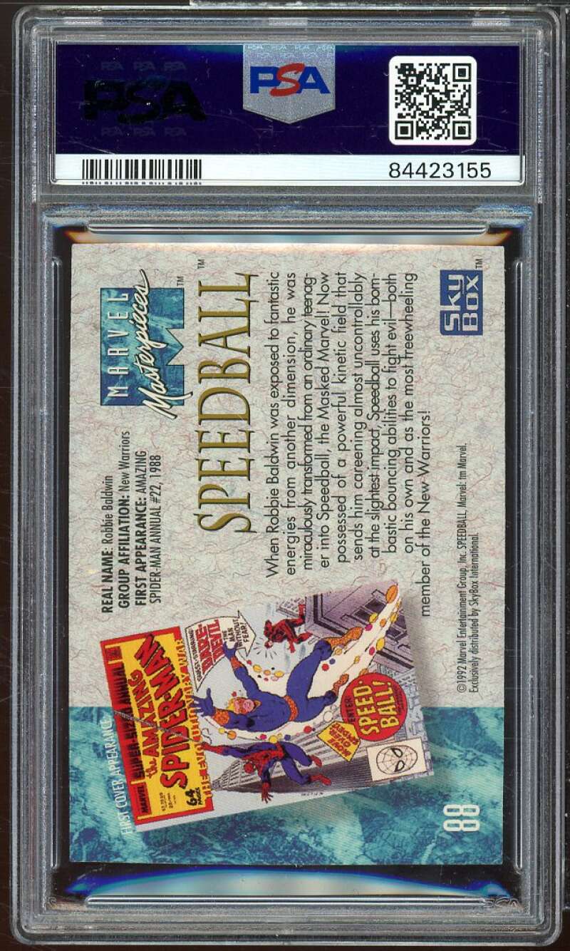 Speedball Card 1992 Marvel Masterpieces #88 PSA 8 Image 2