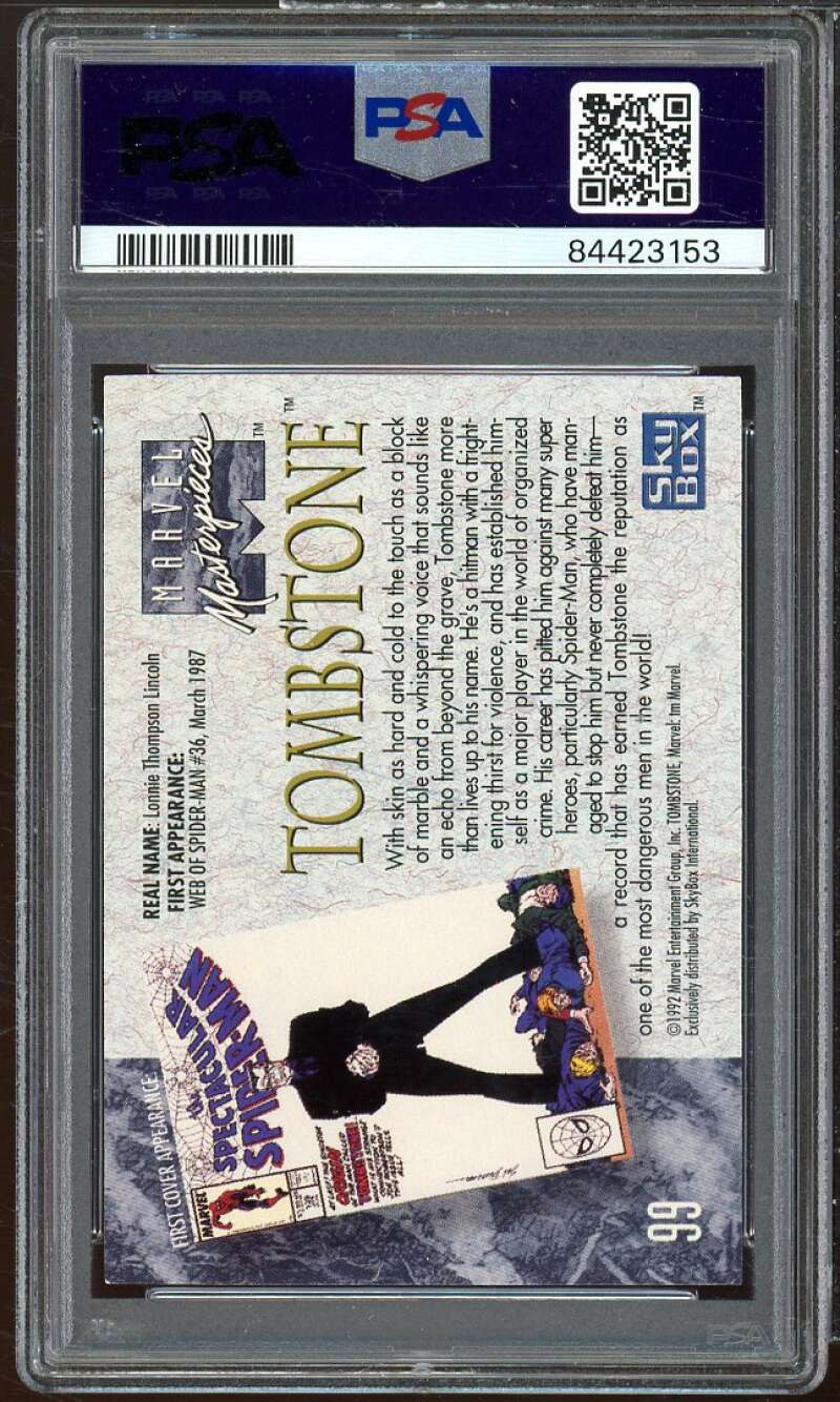 Tombstone Card 1992 Marvel Masterpieces #99 PSA 8 Image 2