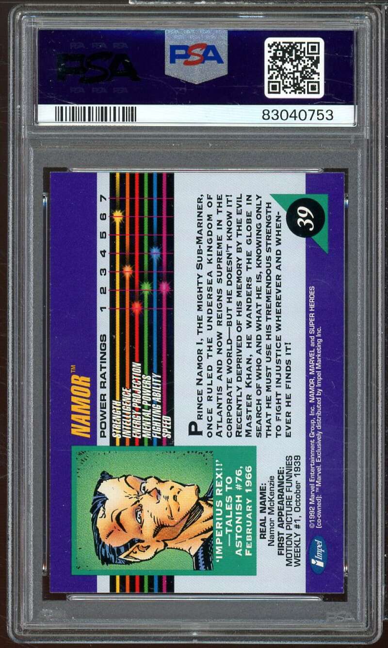 Namor Card 1992 Marvel Universe #38 PSA 8 Image 2