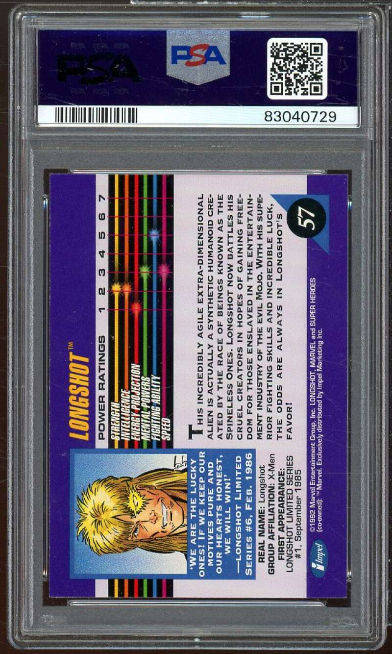 Longshot Card 1992 Marvel Universe #57 PSA 9 Image 2