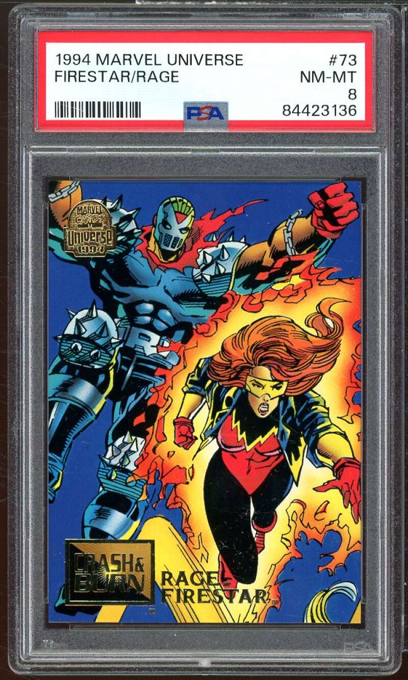 Firestar/Rage Card 1994 Marvel Universe #73 PSA 8 Image 1