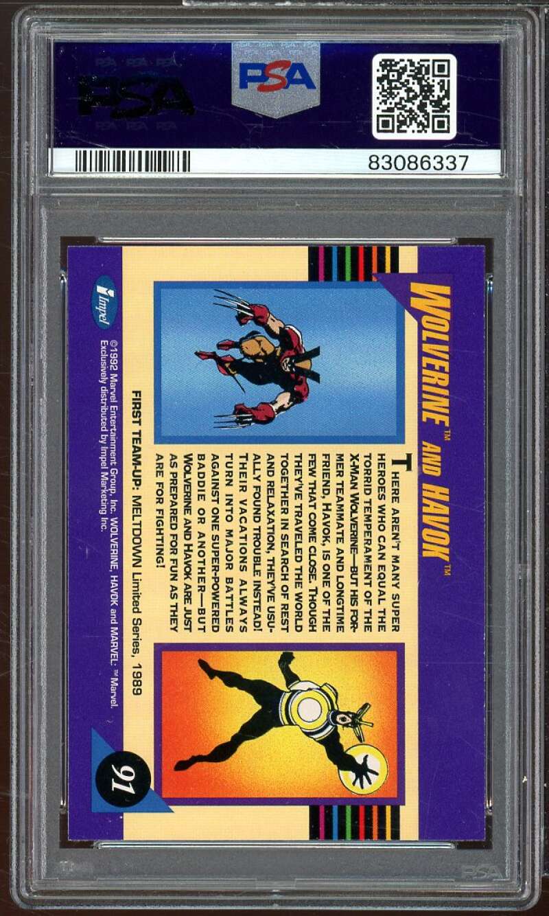 Wolverine And Havok Card 1992 Marvel Universe #91 PSA 9 Image 2