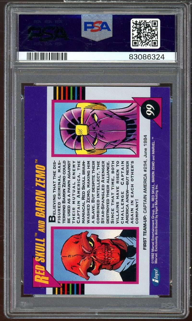 Red Skull And Baron Zemo Card 1992 Marvel Universe #99 PSA 8 Image 2