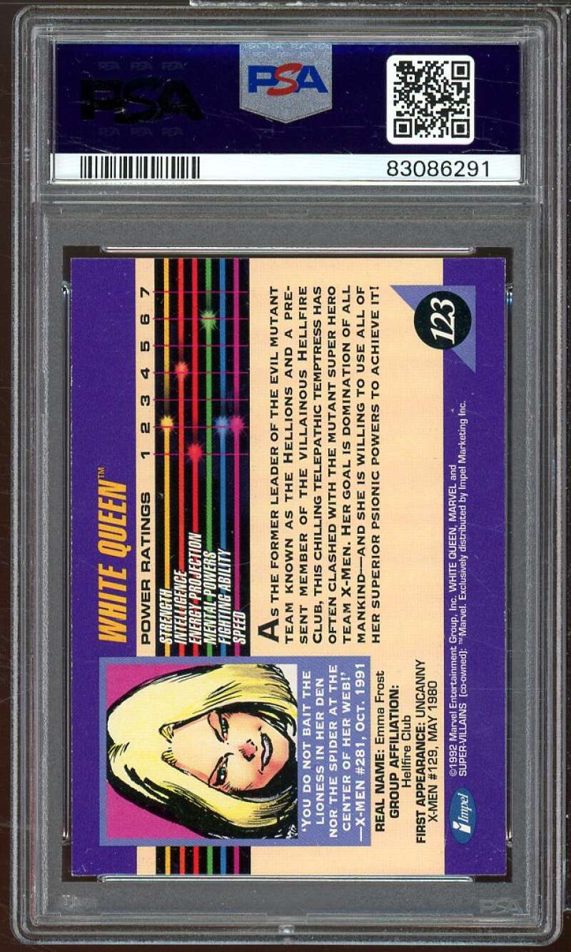 White Queen Card 1992 Marvel Universe #123 PSA 9 Image 2