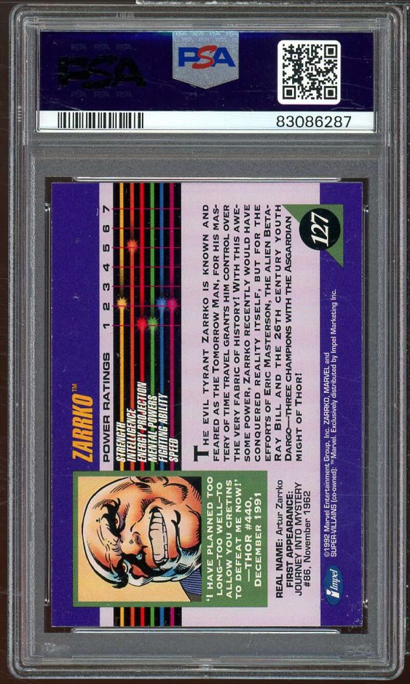 Zarrko Card 1992 Marvel Universe #127 PSA 8 Image 2