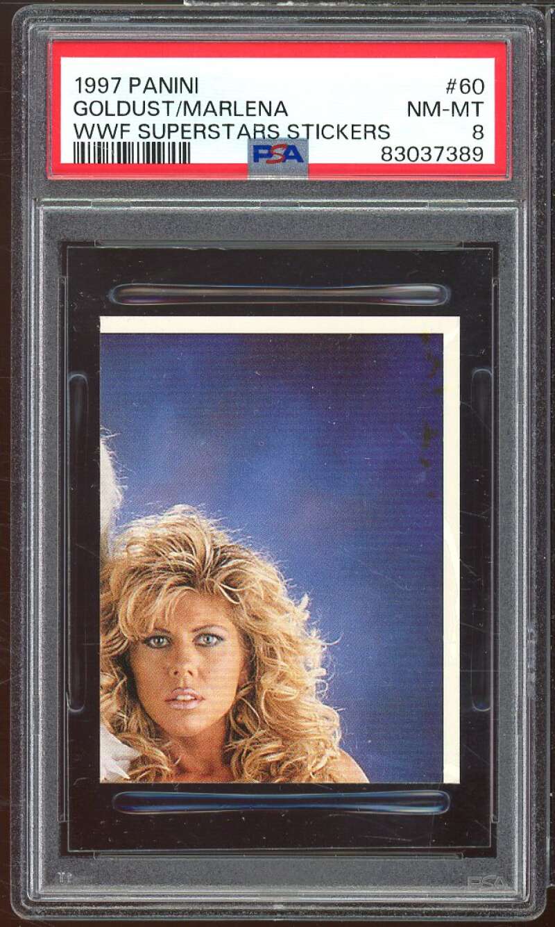 Goldust/Marlena Card 1997 Panini WWF Superstars Stickers #60 PSA 8 Image 1