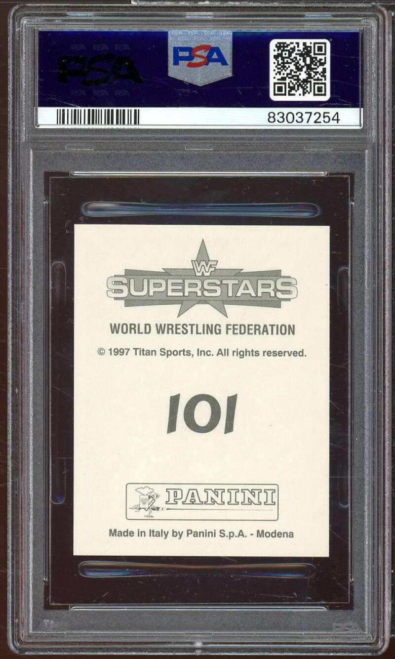 Ahmed Johnson Card 1997 Panini WWF Superstars Stickers #101 PSA 8 Image 2