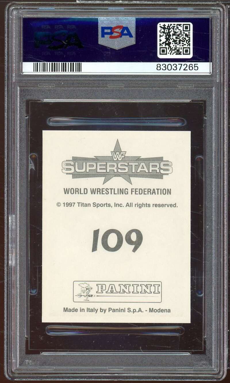 Ahmed Johnson Card 1997 Panini WWF Superstars Stickers #109 PSA 8 Image 2