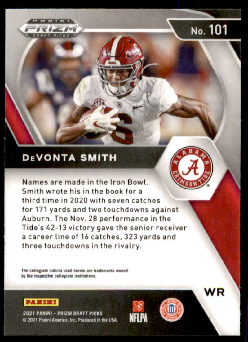 DeVonta Smith Rookie Card 2021 Panini Prizm Draft Picks #101  Image 2