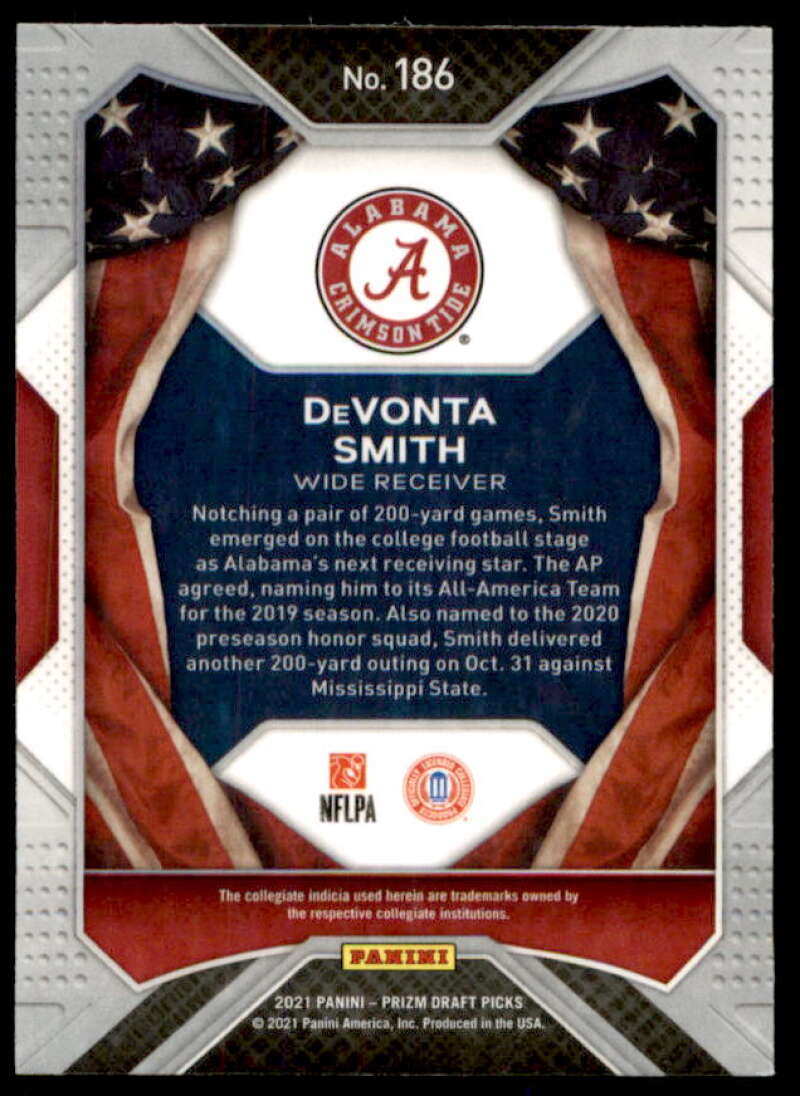 DeVonta Smith AA Rookie Card 2021 Panini Prizm Draft Picks #186  Image 2