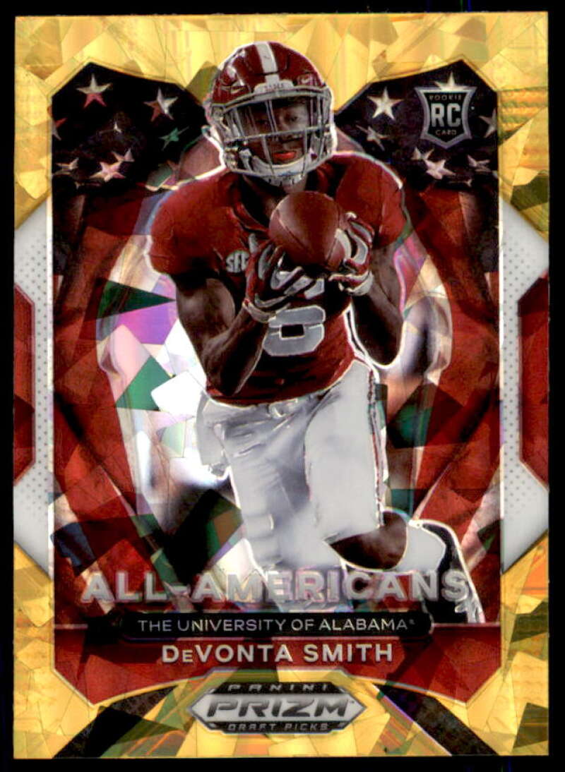 DeVonta Smith AA Card 2021 Panini Prizm Draft Picks Prizms Gold Ice #186  Image 1