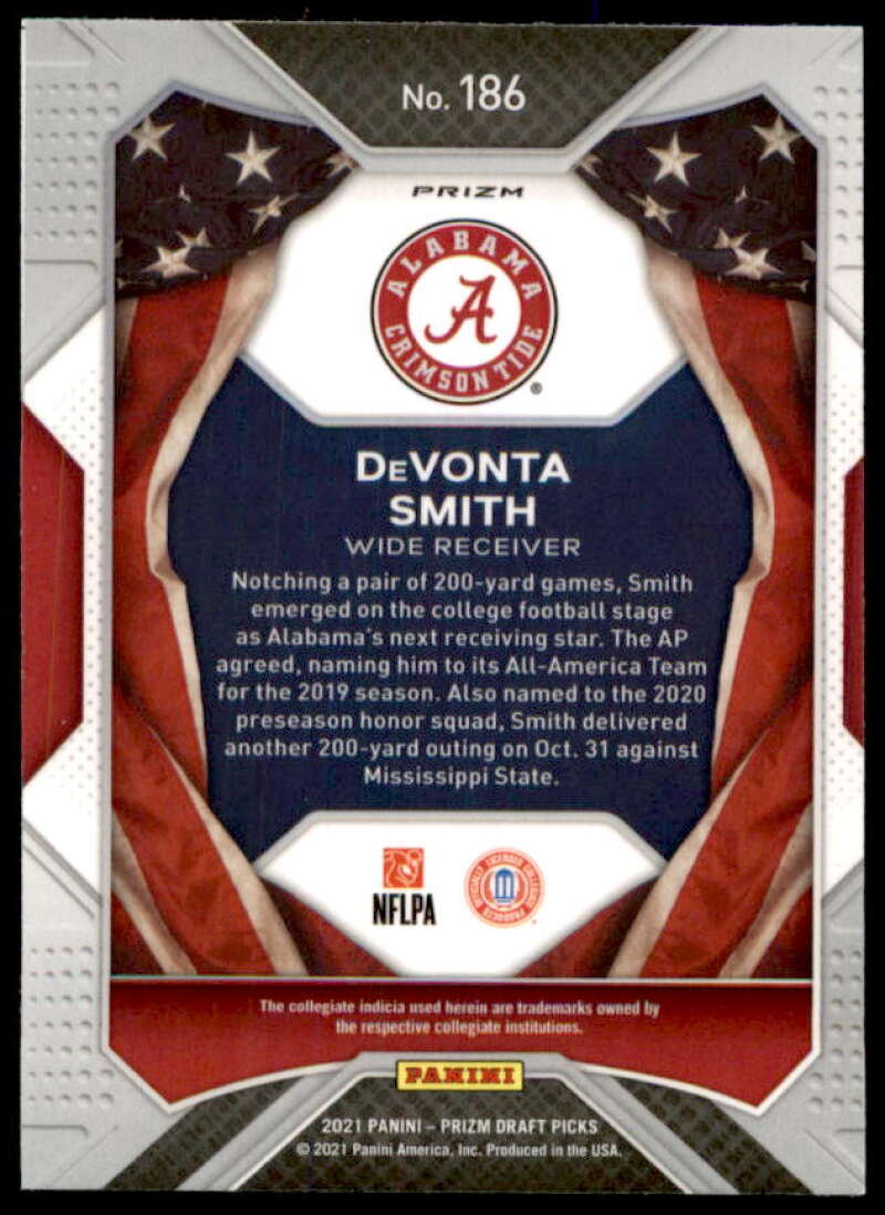 DeVonta Smith AA Card 2021 Panini Prizm Draft Picks Prizms Gold Ice #186  Image 2