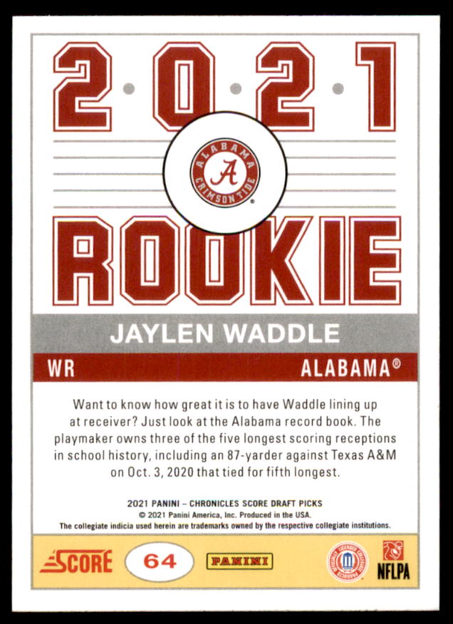 Jaylen Waddle Rookie Card 2021 Panini Chronicles Draft Picks Score Retro #64  Image 2