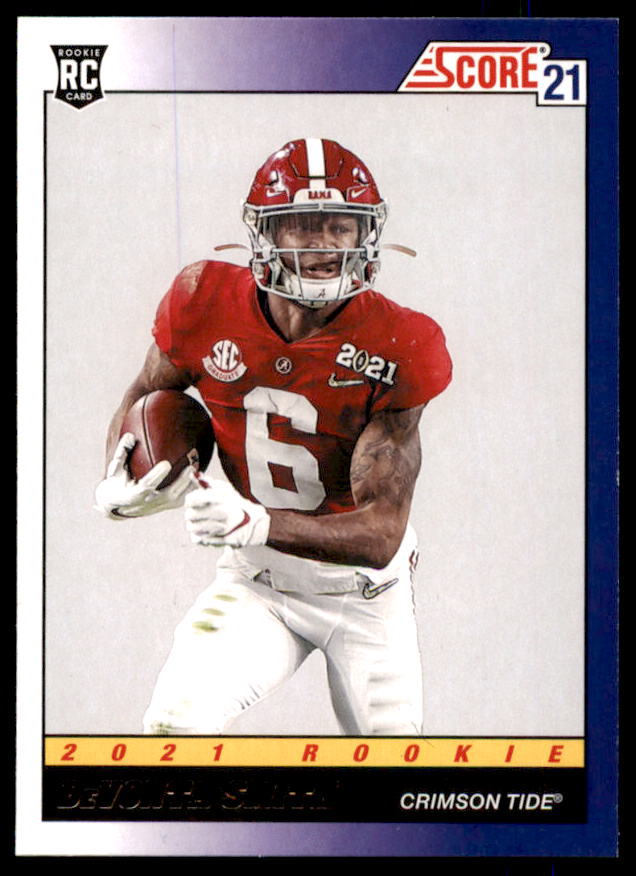 DeVonta Smith Rookie Card 2021 Score '91 Throwback Rookies Purple #4  Image 1