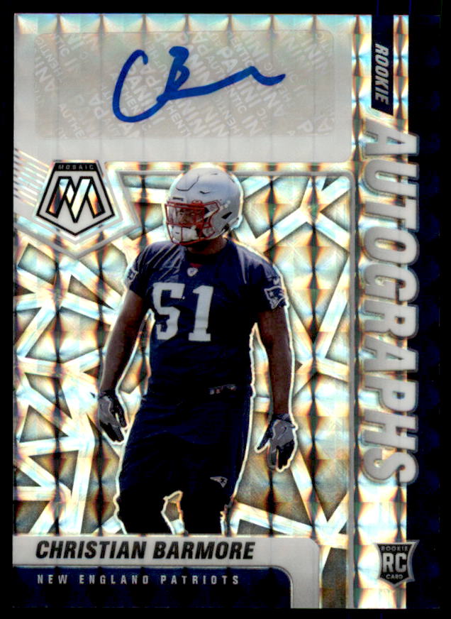 Christian Barmore Rookie Card 2021 Panini Mosaic Rookie Autographs Mosaic #65  Image 1