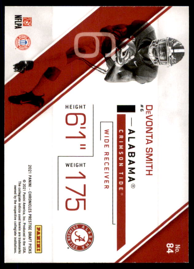 DeVonta Smith Rookie Card 2021 Panini Chronicles Draft Picks Prestige #84  Image 2