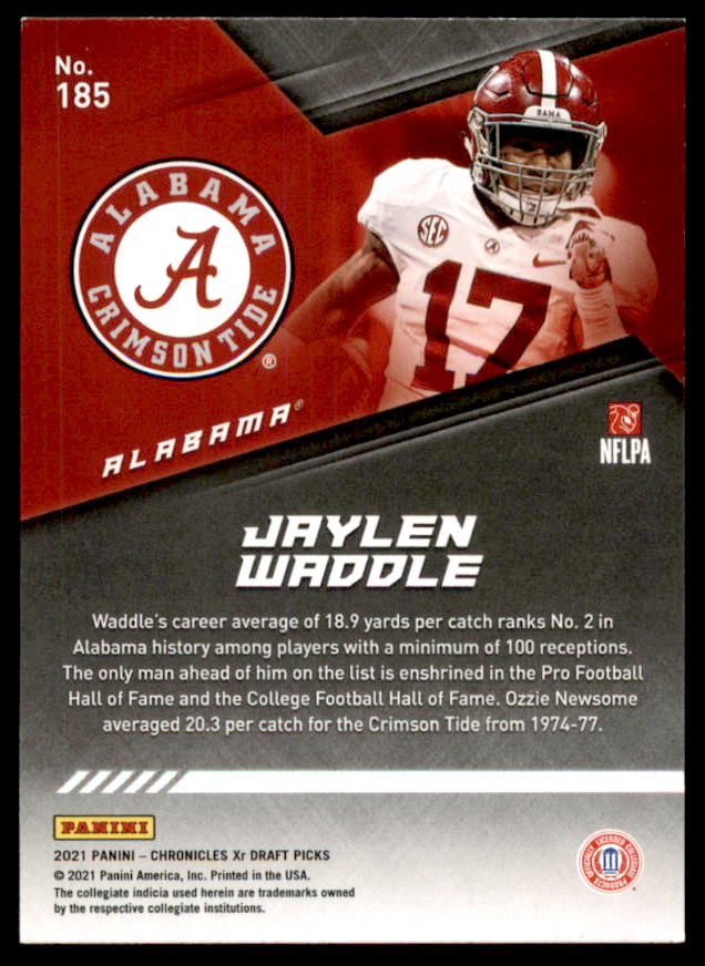 Jaylen Waddle Rookie Card 2021 Panini Chronicles Draft Picks XR #185  Image 2