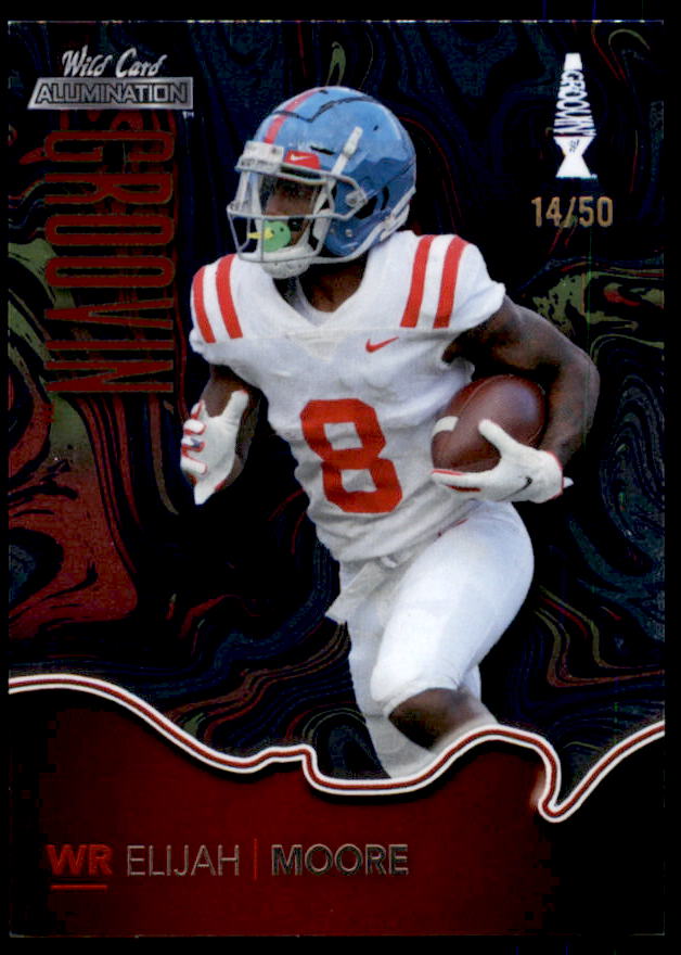 Elijah Moore Card 2021 Wild Card Alumination Blue Groovin Red Chase Red #BG23  Image 1