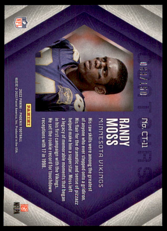 Randy Moss Card 2022 Panini Phoenix Contours Teal #11  Image 2