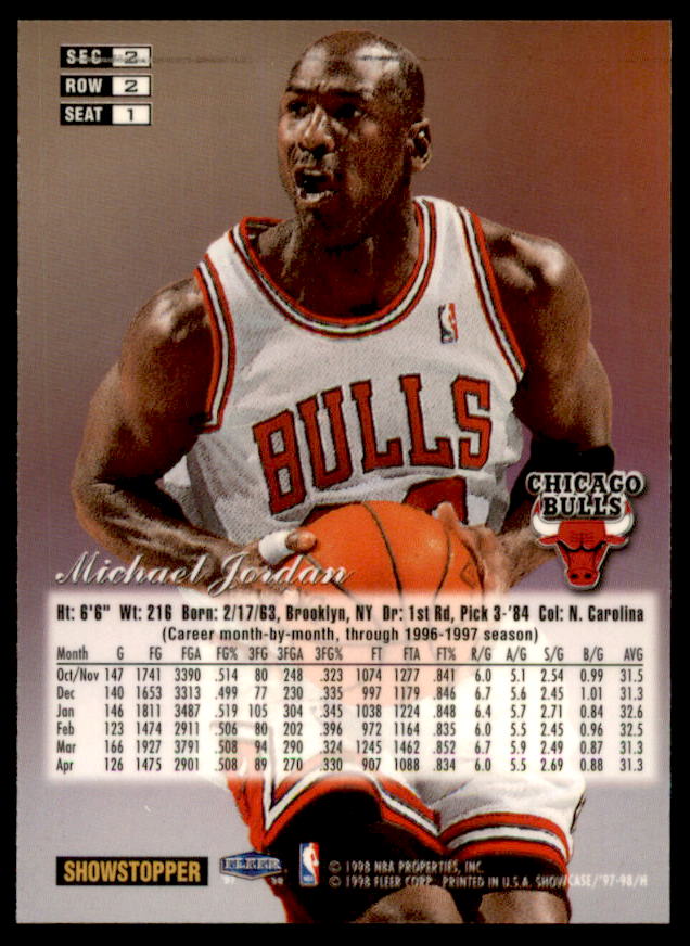 Michael Jordan Card 1997-98 Flair Showcase Row 2 #1  Image 2