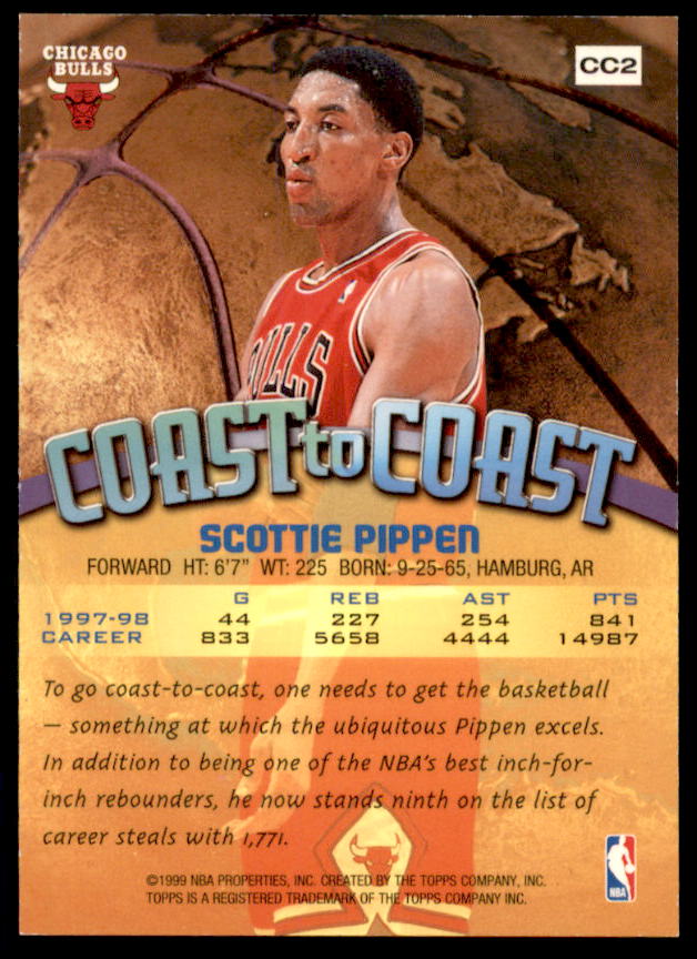 Scottie Pippen Card 1998-99 Topps Coast to Coast #CC2  Image 2