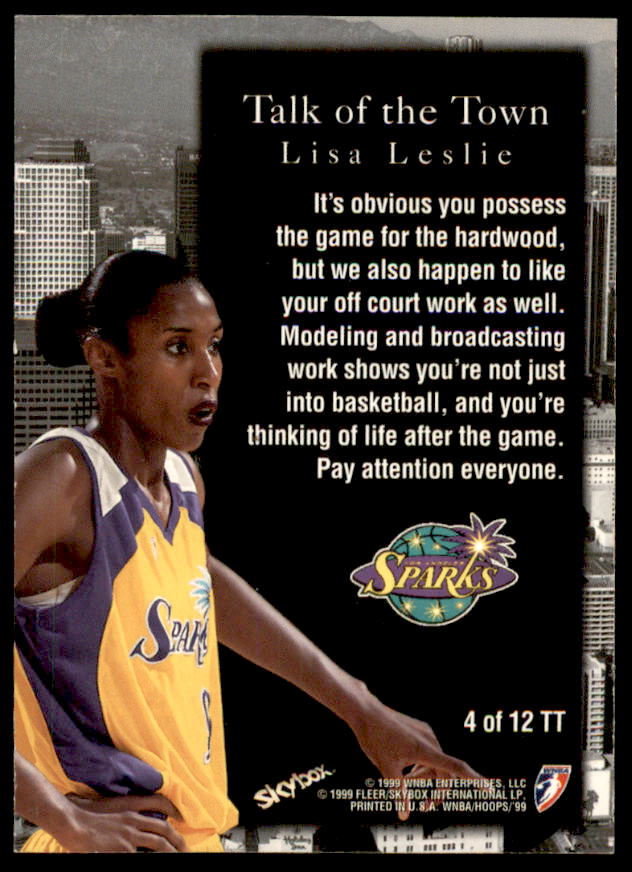 Lisa Leslie Card 1999 Hoops WNBA Talk of the Town #4  Image 2