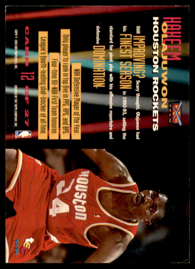 Hakeem Olajuwon Card 1993-94 Stadium Club Beam Team #12  Image 2