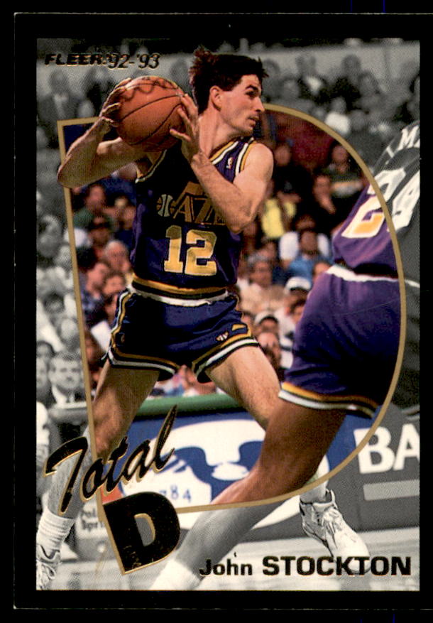 John Stockton Card 1992-93 Fleer Total D #6  Image 1