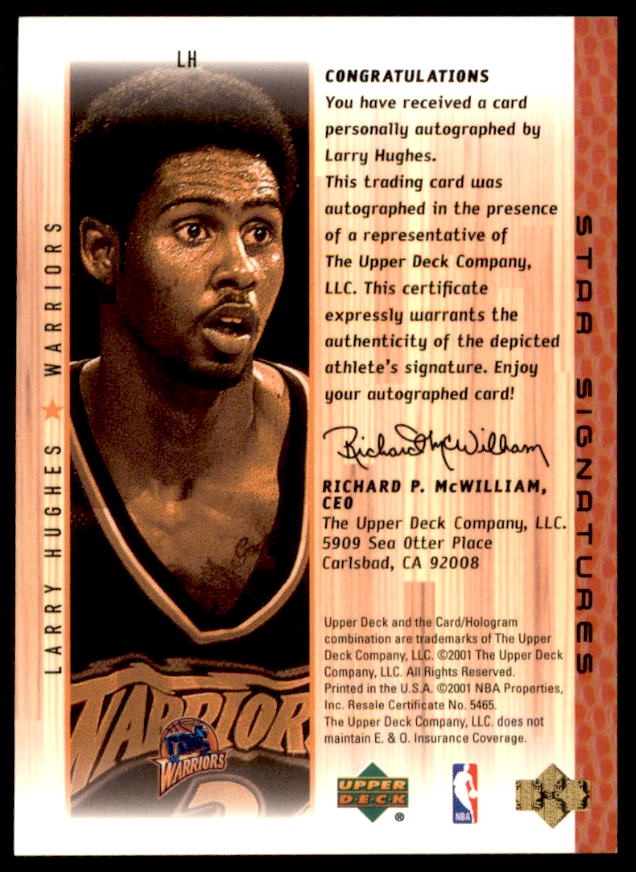 Larry Hughes Card 2000-01 Upper Deck Encore Star Signatures #LH  Image 2