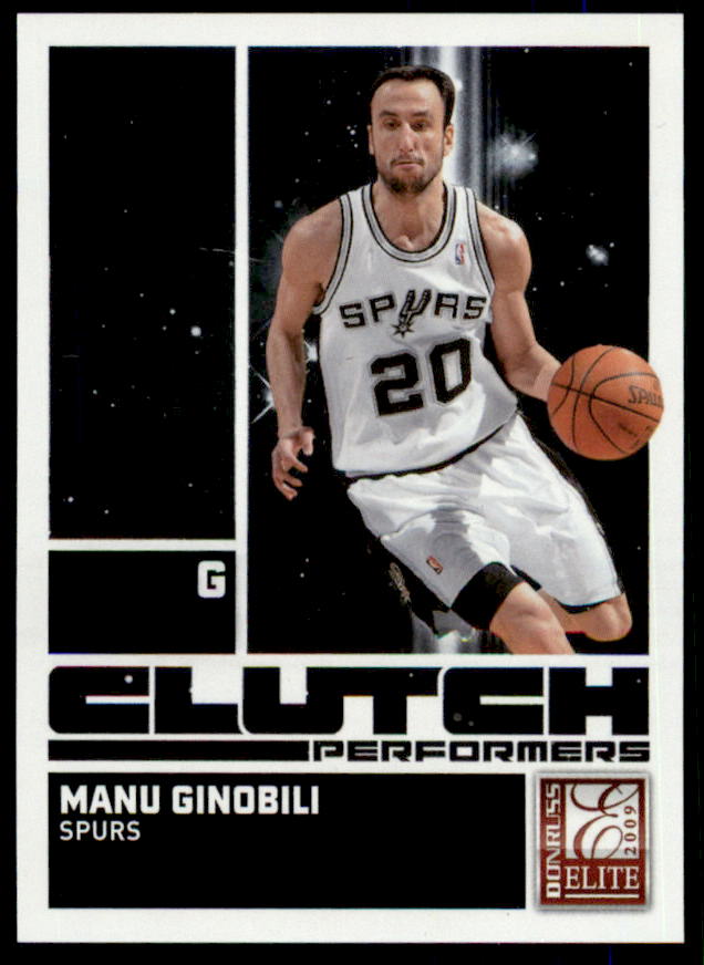 Manu Ginobili Card 2009-10 Donruss Elite Clutch Performers Black #4  Image 1