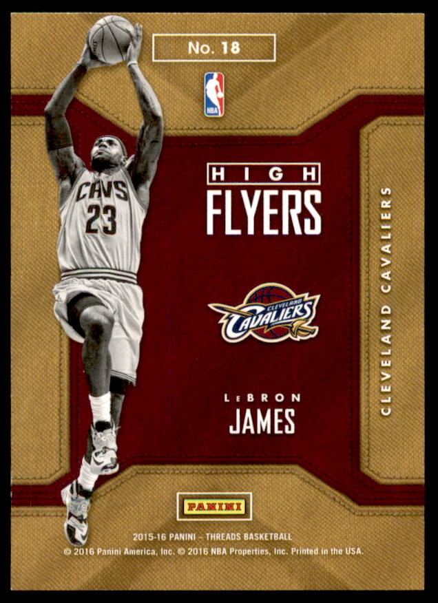 LeBron James Card 2015-16 Panini Threads High Flyers #18  Image 2