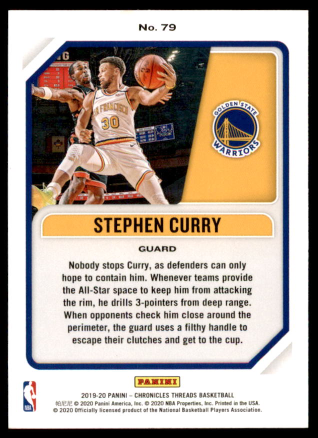 Stephen Curry/Threads Card 2019-20 Panini Chronicles #79  Image 2