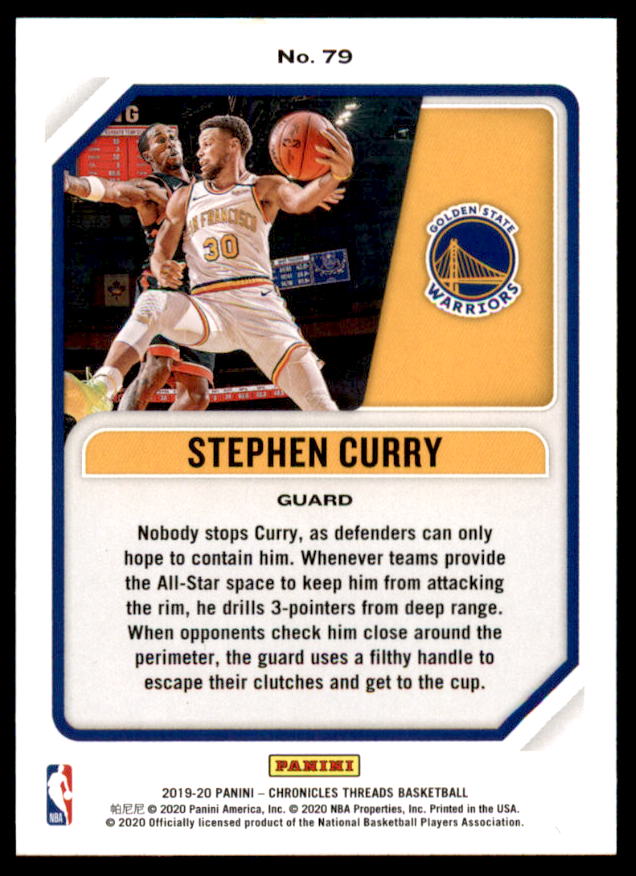 Stephen Curry/Threads Card 2019-20 Panini Chronicles #79  Image 2