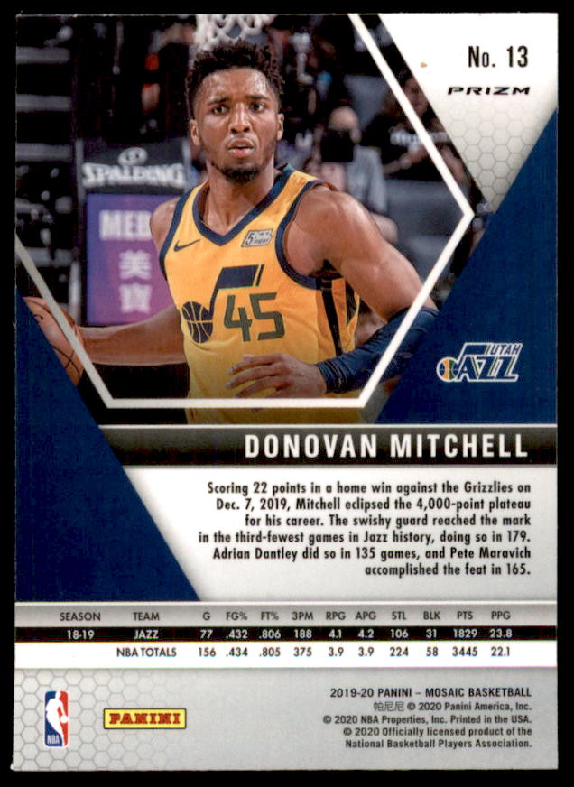 Donovan Mitchell Card 2019-20 Panini Mosaic Mosaic Pink Camo #13  Image 2