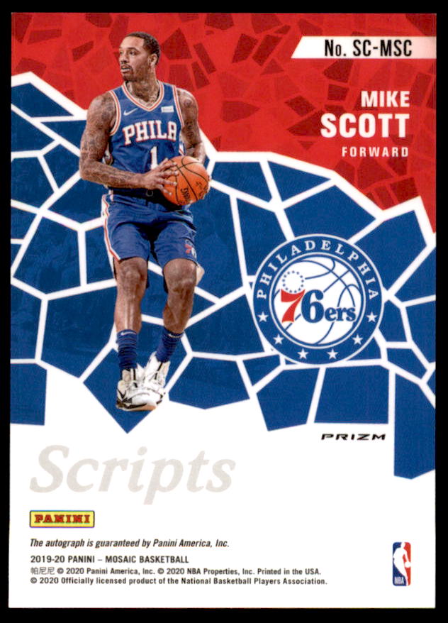 Mike Scott Card 2019-20 Panini Mosaic Scripts #39  Image 2