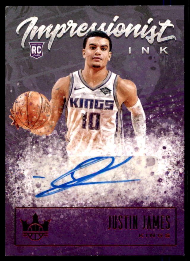 Justin James Rookie 2019-20 Court Kings Impressionist Ink Autographs Ruby #15  Image 1