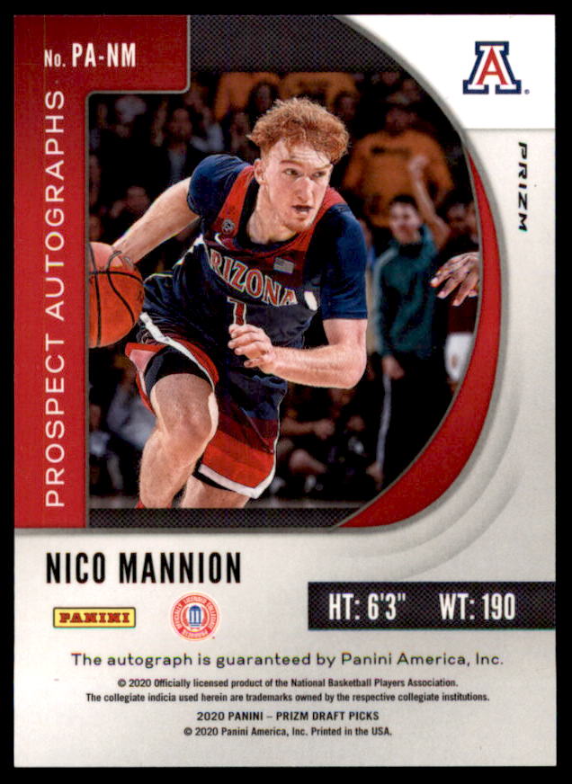 Nico Mannion 2020-21 Panini Prizm Draft Picks Prospect Autographs Pink Ice #18  Image 2