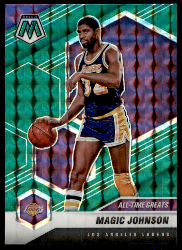 Magic Johnson Card 2020-21 Panini Mosaic Mosaic Reactive Green #288  Image 1