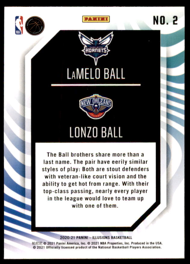 LaMelo Ball/Lonzo Ball RC 2020-21 Panini Illusions Rookie Reflection Emerald #2  Image 2