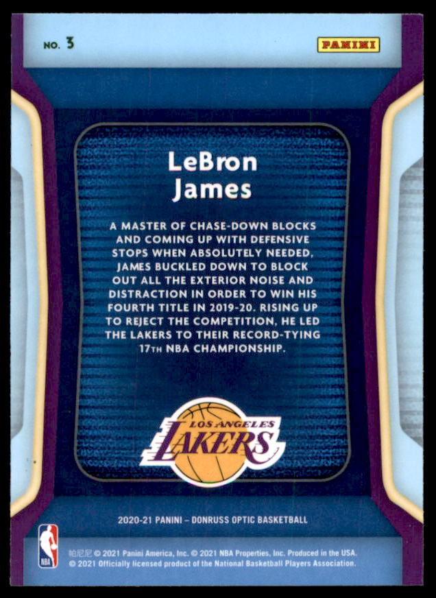 LeBron James Card 2020-21 Donruss Optic Air Defense #3  Image 2