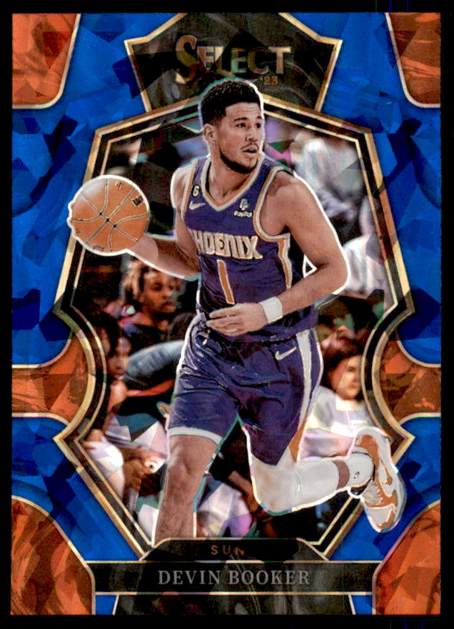 Devin Booker Card 2022-23 Select Prizms Blue Cracked Ice #138  Image 1