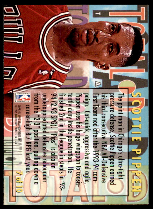 Scottie Pippen Card 1994-95 Fleer Total D #7  Image 2