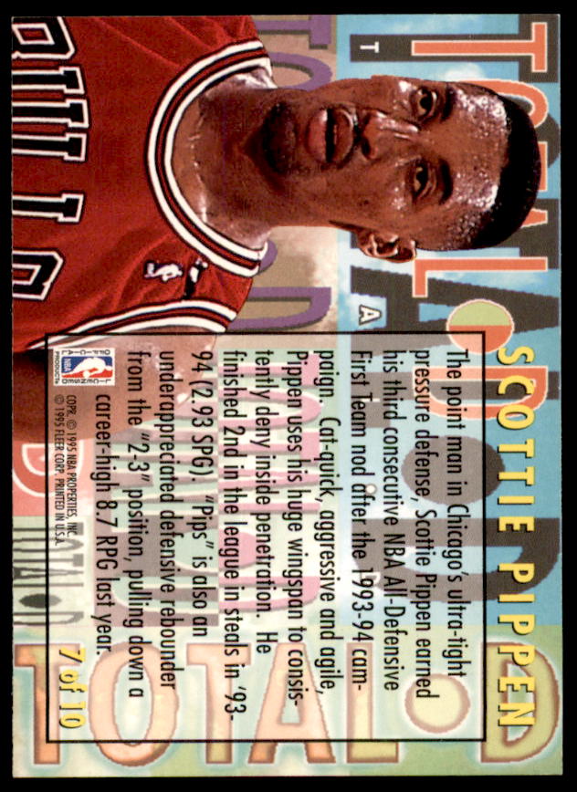 Scottie Pippen Card 1994-95 Fleer Total D #7  Image 2